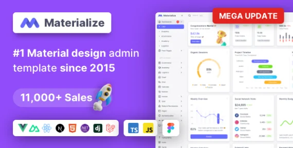 Materialize - Next.js, Vuejs, Nuxt, HTML, Laravel, Django, Asp.Net Material Design Admin Template - Themeforest 11446068