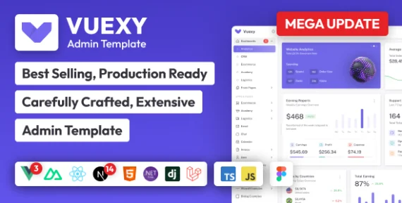 Vuexy - Vuejs, Nuxt, Next.js, HTML, Laravel, Asp.Net & Django Admin Dashboard Template - Themeforest 23328599